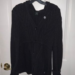 Ladies Hooded Button-Down Sweater